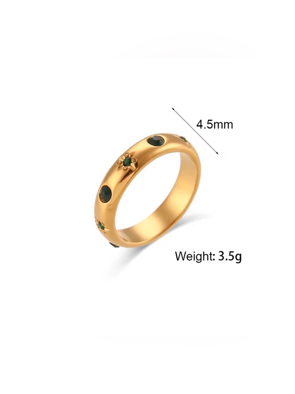 Gold Green Stone Dome Ring - Women Jewelry
